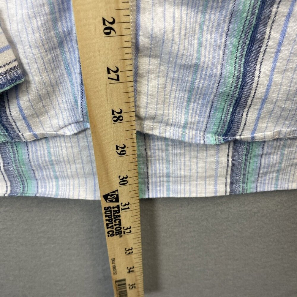 Tommy Bahama Shirt Mens XXL Light Blue Striped‎ Button Up Linen Blend Sorona 2XL - Picture 5 of 14